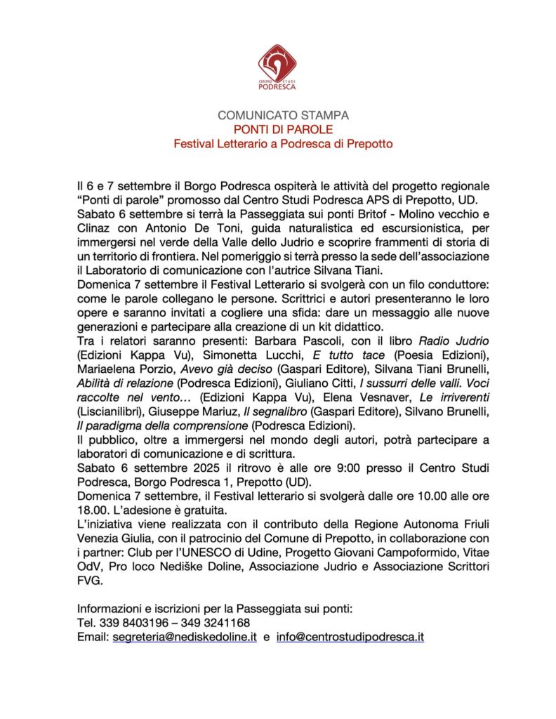 Ponti di parole - Podresca - 06-07-09.2025 2